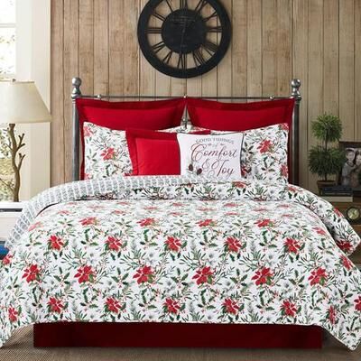 C & F Enterprises (Bedding) Silvia Poinsettia Mini Quilt Set Red, King, Red