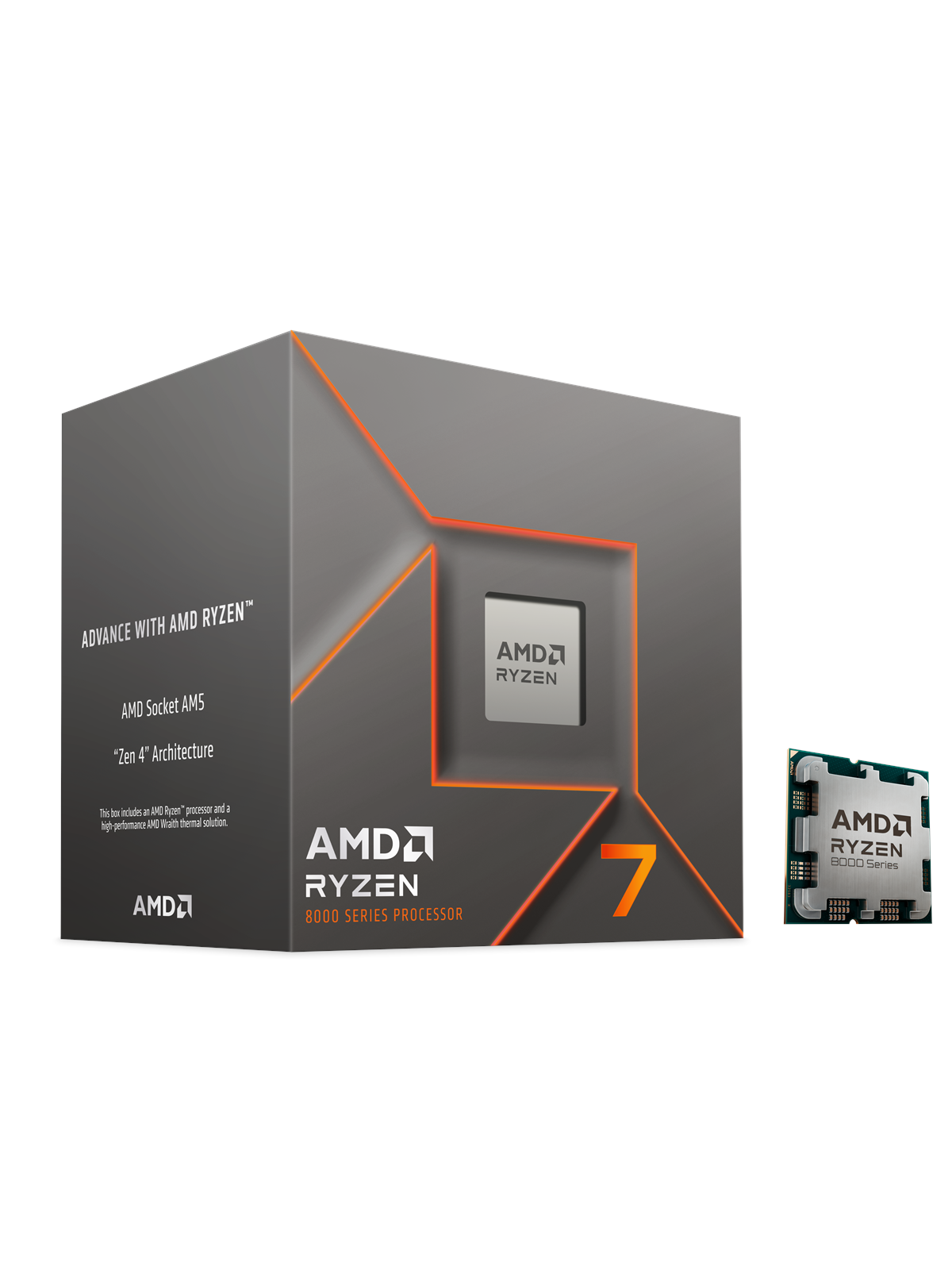 AMD Ryzen 7 8700F Wraith Stealth CPU - 8 Kerne - 4.1 GHz - AMD AM5 - AMD Boxed (mit Kühler)