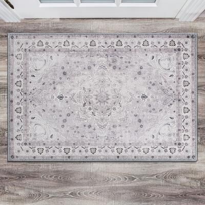 World Rug Gallery Transitional Medallion Machine Washable Area Rug