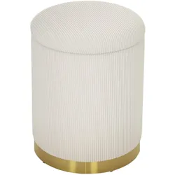 SITZHOCKER mit Stauraum 36 x 36 x 44 cm Cremeweiß