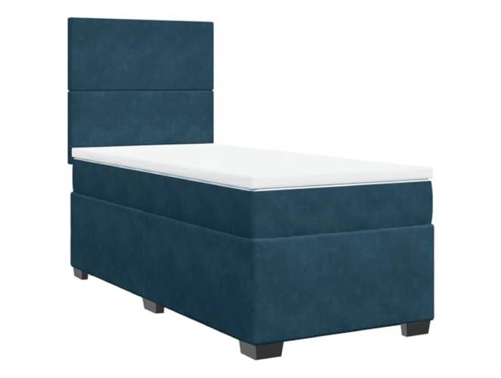 PUGYNBK Boxspringbett, Samt, Blau, 90 x 200 cm Taschenfedern, verstellbares Kopfteil, atmungsaktive Matratzenschoner, Lattenrost
