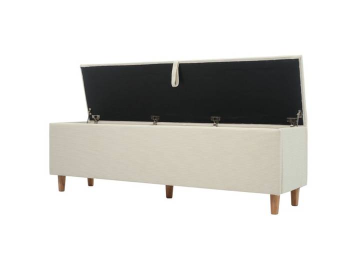 Banc de lit avec coffre hydraulique – Velours côtelé beige – 145 cm