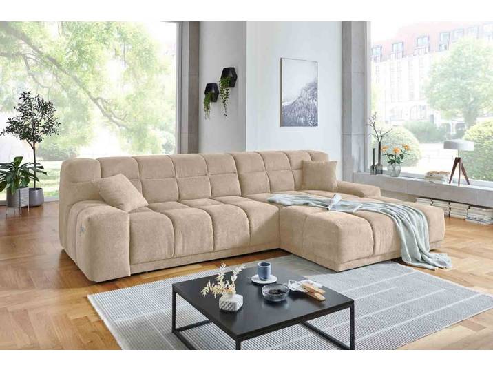 Ecksofa inkl. motorischen XXL- Sitzvorzug in Stoff