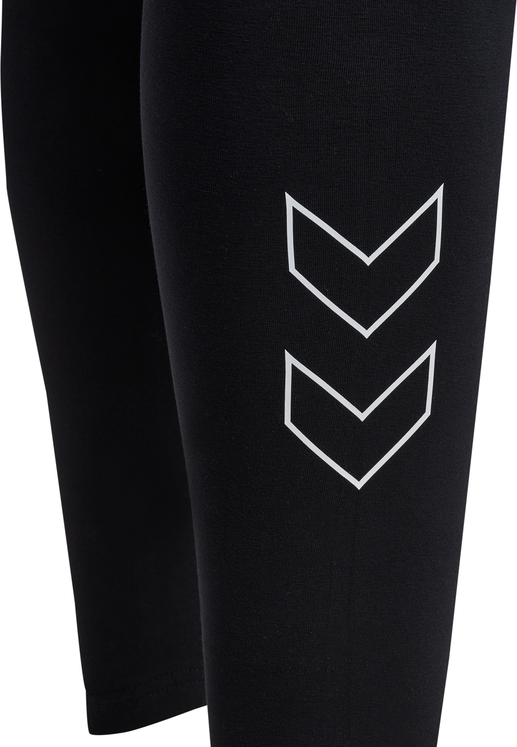 Leggings HUMMEL "hmlELEMENTAL COTTON HW TIGHTS", Damen, Gr. XS, N-Gr, schwarz, Obermaterial: 83% Baumwolle, 12% Polyester, 5% Elasthan, Hosen Leggings, mit aufgedruckten Winkeln an den Beinen schwarz XS, N-Gr