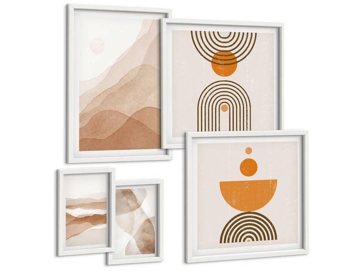 Tulup Bilder SET 5er Set - 50x50 cm & 20x30 cm & 40x60 cm Weißer Rahmen - Strukturen schattieren Minimalismus, Kunststoff, Rechteckig, 40x60 cm, gerahmt, Bilder & Rahmen, Bilder