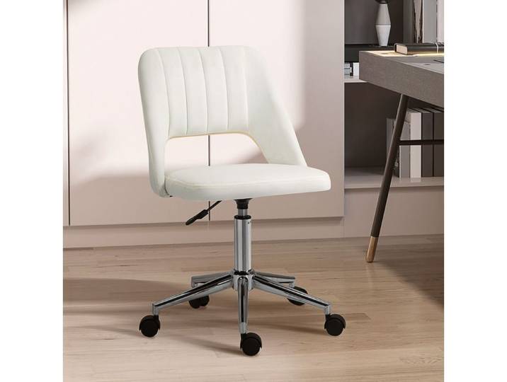Chaise de bureau pivotante beige réglable en hauteur sans accoudoirs à roulettes ergonomique en polyester JOINERY