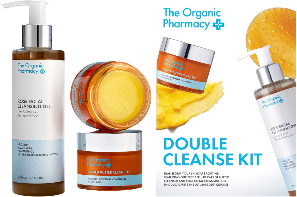 250ml The Organic Pharmacy Double Cleanse Kit (Cleanser 50ml + Cleansing Gel 200ml)