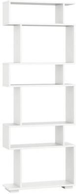 Costway 6-Tier Geometric Bookshelf with 2 Anti-Tipping Kits for Home Office-White