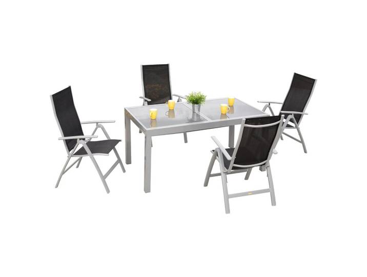Gartengarnitur 5--Teilig. Carrara Metall/Textil/Glas