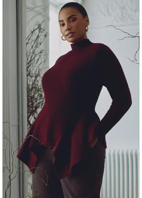 Plus Size Women's Peplum Sweater by ELOQUII in Zinfandel (Size 30/32)