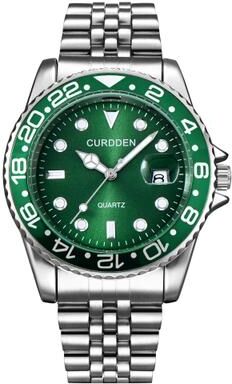 USA Free Shipping Shop Womens Stainless Steel Watch With Green Dial & Date Quartz Wristwatch green