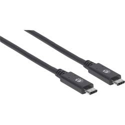 Manhattan USB-Kabel USB 3.2 Gen1 USB-C® Stecker, USB-C® Stecker 1.00 m Schwarz beidseitig verwendbarer Stecker 355223