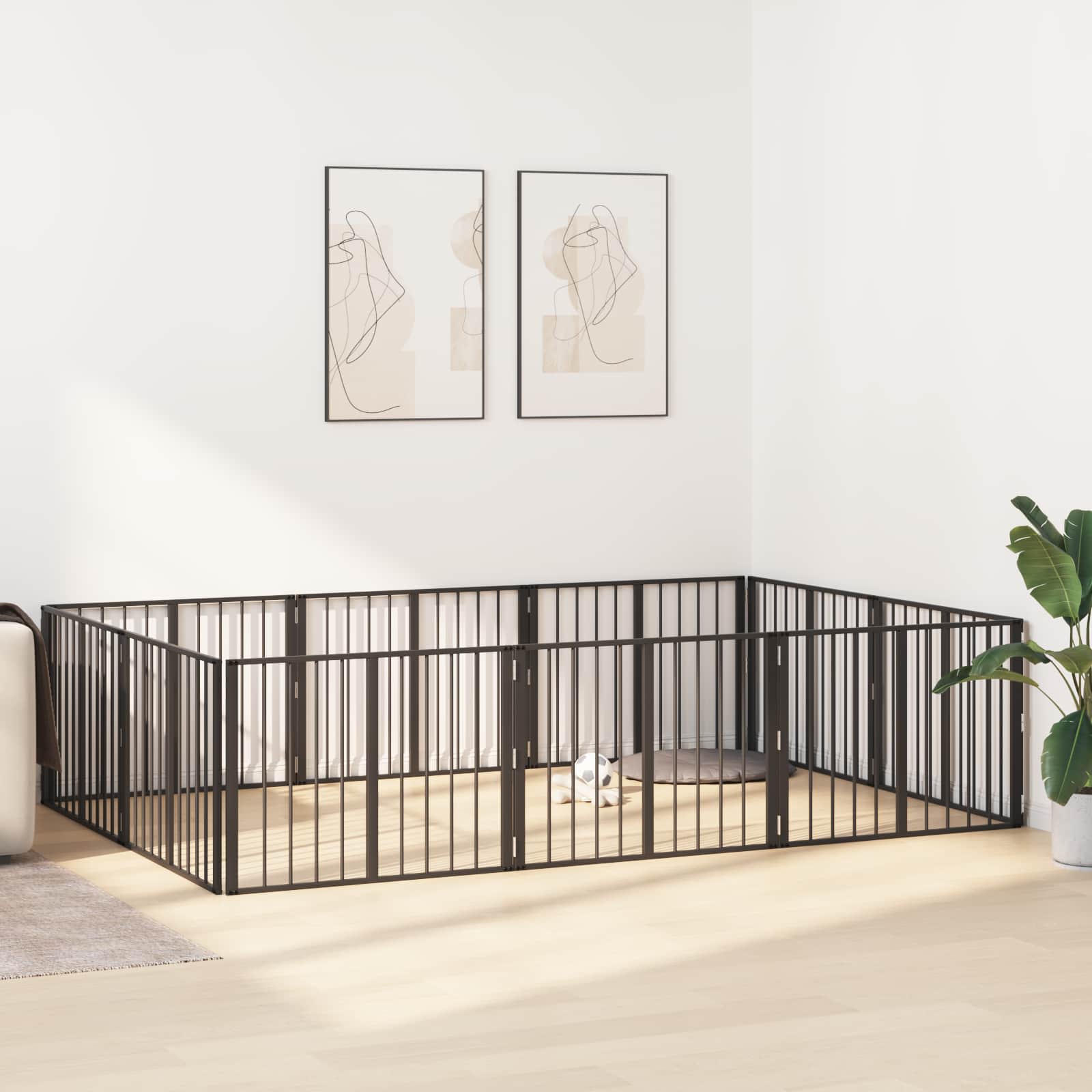 vidaXL Porte pour chien 10 pc Noir 80 x 60 cm Acier galvanisé