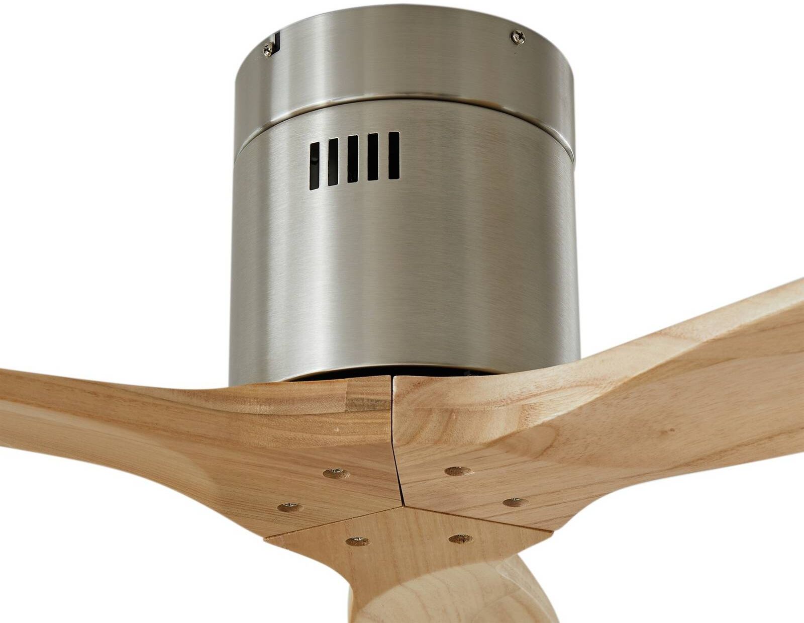 Lucande Deckenventilator Vindur, nickel, DC, leise Vindur, Holz hell, für Wohn- / Esszimmer, Holz, Modern