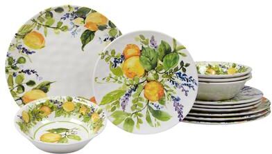 Certified International Lemon Zest 12 Pieces Melamine Dinnerware Set