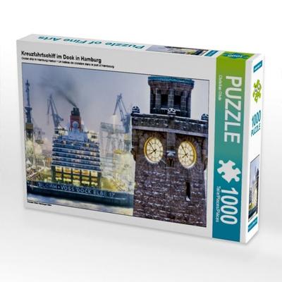 CALVENDO Puzzle Kreuzfahrtschiff im Dock in Hamburg | 1000 Teile Lege-Größe 64x48cm Foto-Puzzle für glückliche Stunden