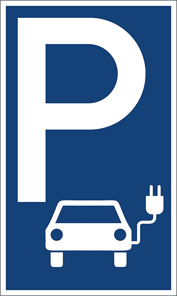 kaiserkraft Parkplatzkennzeichen, Kunststoff, P / Elektrofahrzeug, LxH 150 x 250 mm