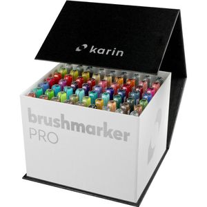 karin Brush-Pen 27C7 BrushmarkerPRO MegaBox, farbig sortiert, Pinselspitze, 60 Stück