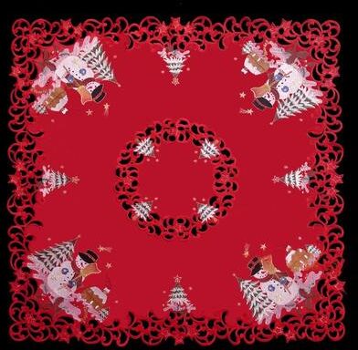 Jiallo Snow Man Embroidered Cutwork Square Tablecloth, 44 inch square