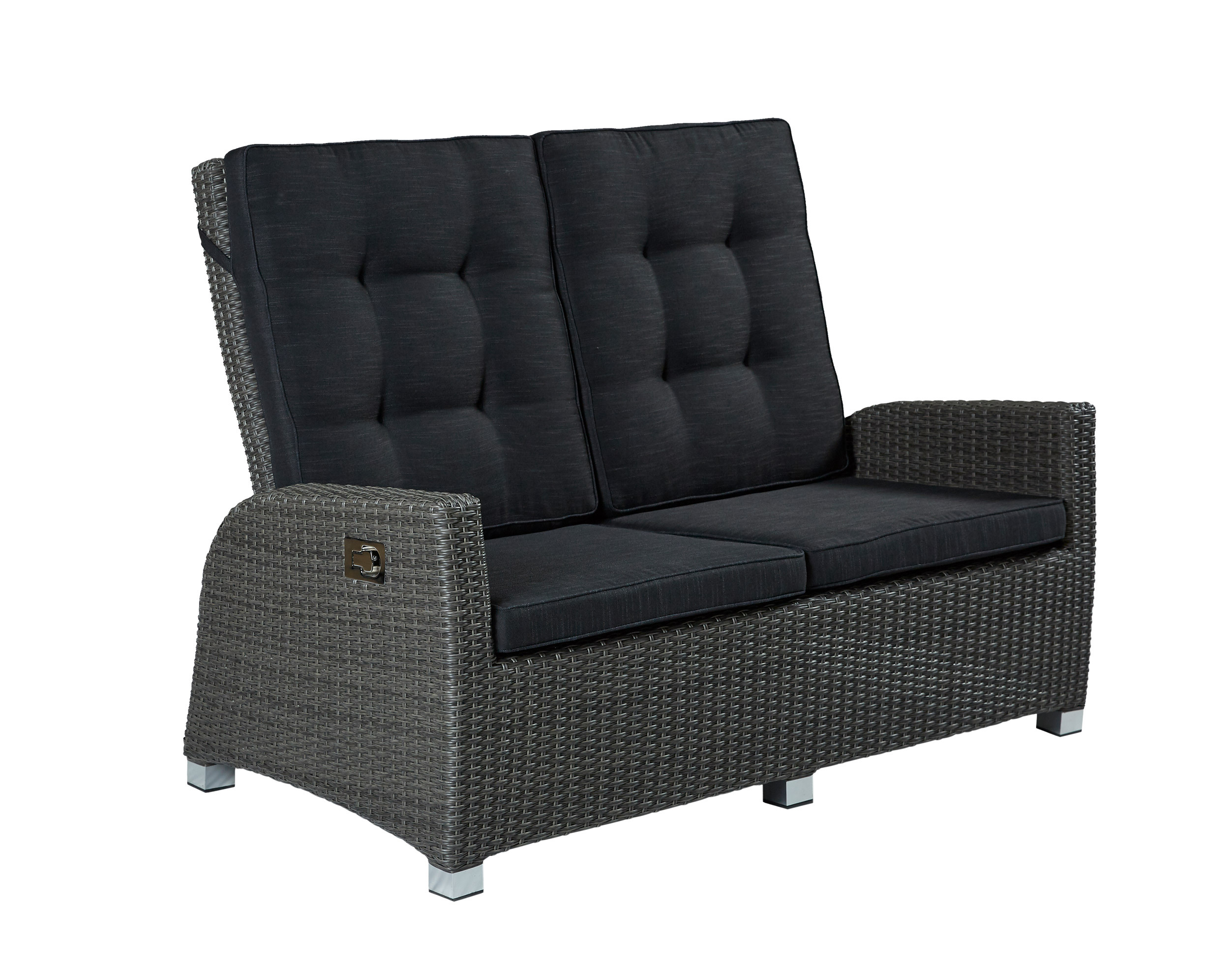 Relaxsofa Kansas 2er Sofa Garten Couch Zweisitzer Grau-Mix