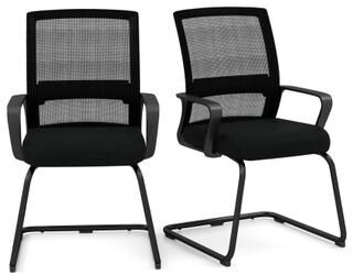Costway Office Guest Chair with Lumbar Support for Waiting Room-2 Pieces