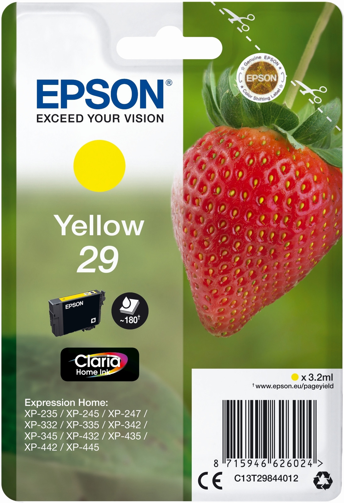 Epson Claria Home Strawberry inktcartridge, geel, 3,2 ml