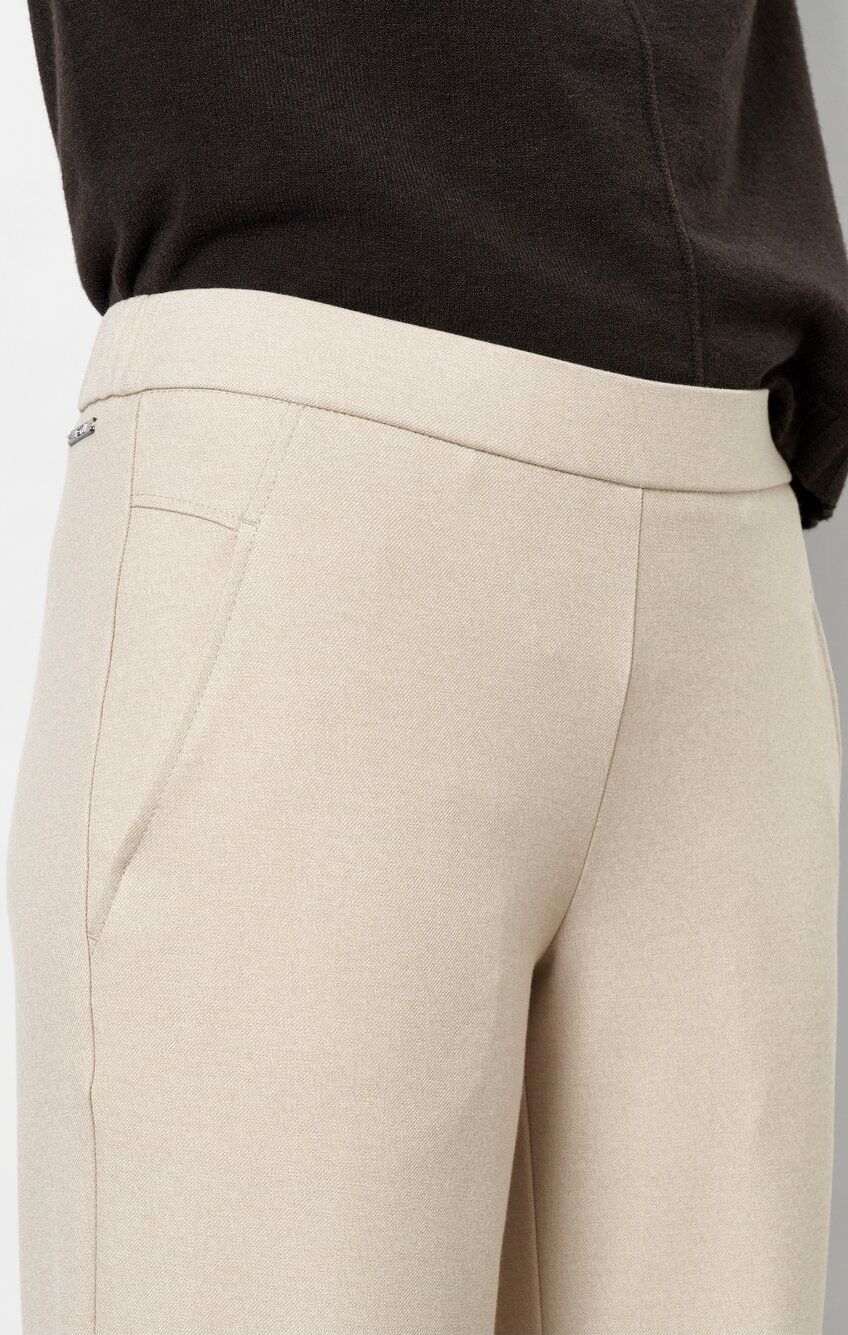Schlupfhose TONI "Sue Wide Chic 7/8", Damen, Gr. 36, N-Gr, beige (ecru), Web, Obermaterial: 64% Polyester, 32% Viskose, 4% Elasthan, 7/8-Länge, Hosen Schlupfhose, aus bi-elastischem Leichtflanell, 7/8-Länge ecru 36, N-Gr