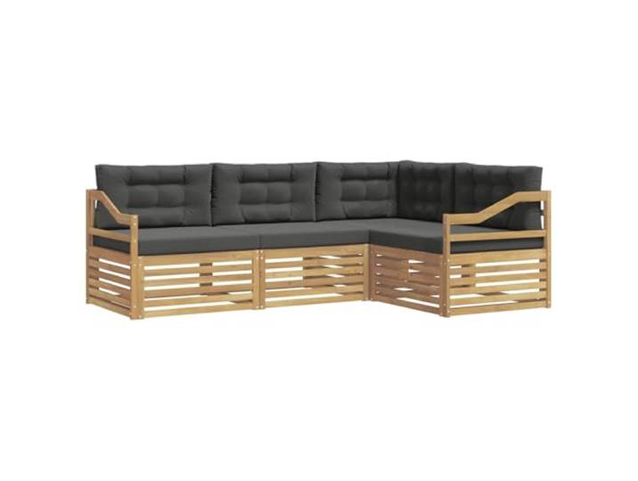 PUGYNBK Terrassenmöbel-Set, 4-teilig, Weiß, Anthrazit Akazienholz, modulares Sofa für den Außenbereich, wetterfest, modernes Design