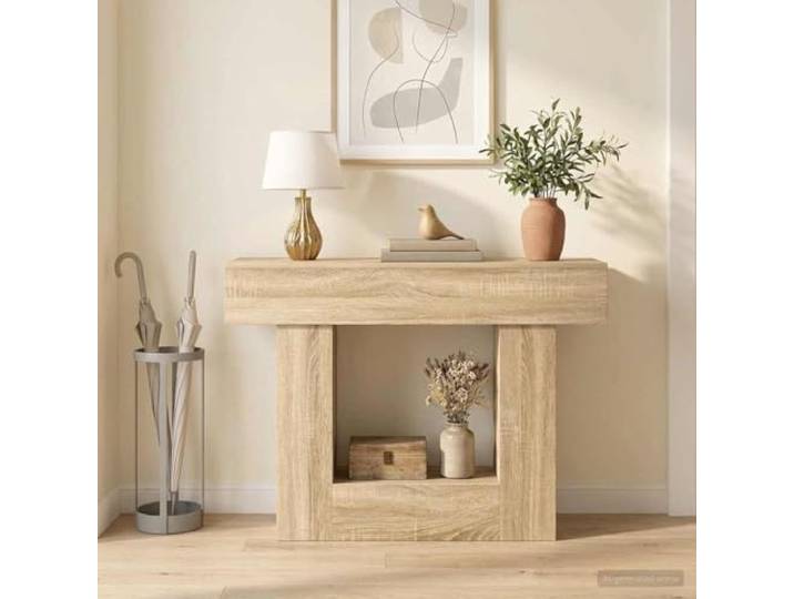 smnyxs Konsolentisch Sonoma Eiche 101 x 30 x 74 cm mit Regalen Beistellmöbel Eiche Unterteilte Aufbewahrung Winterdesign Zweitmontage Täglicher Gebrauch