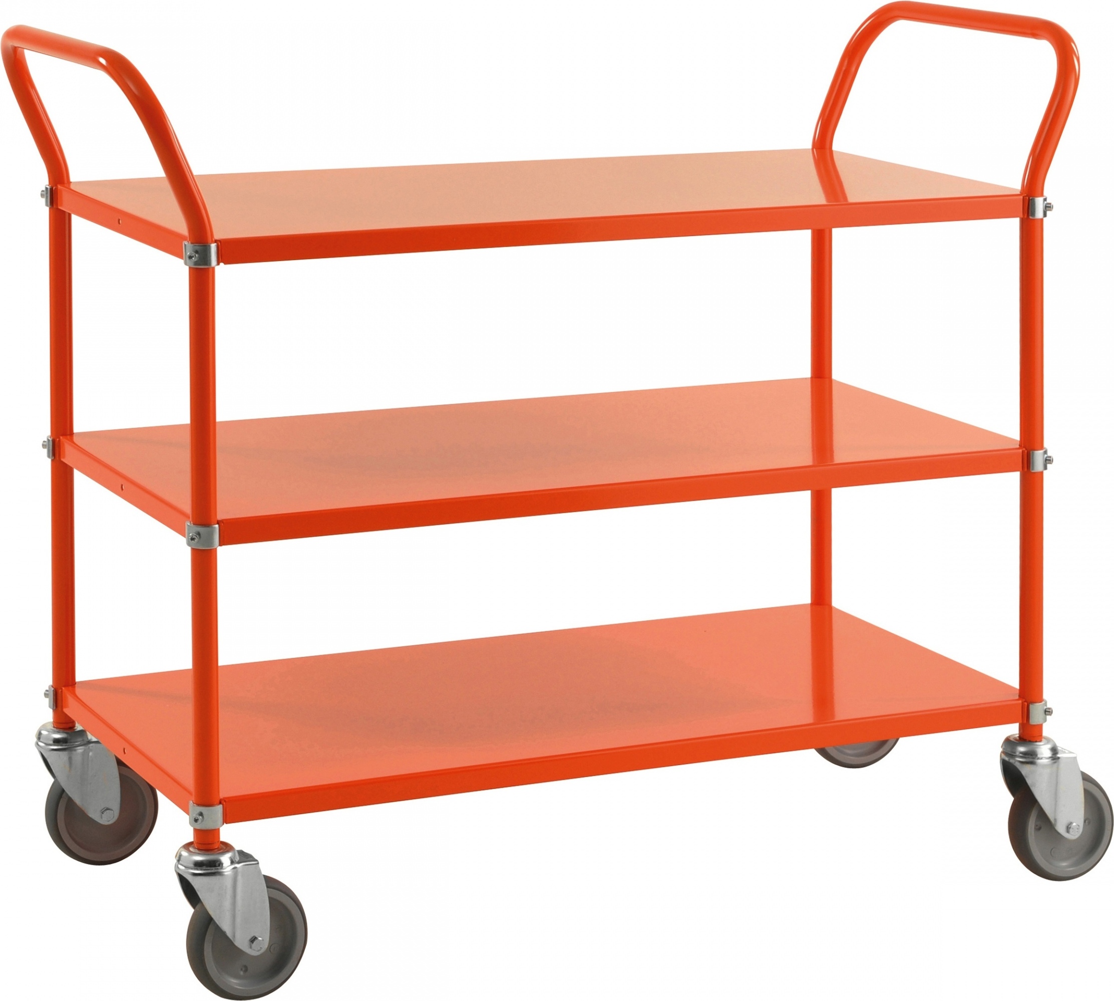Kongamek Etagenwagen mit 3 Böden 900x440mm Orange mit Bremse