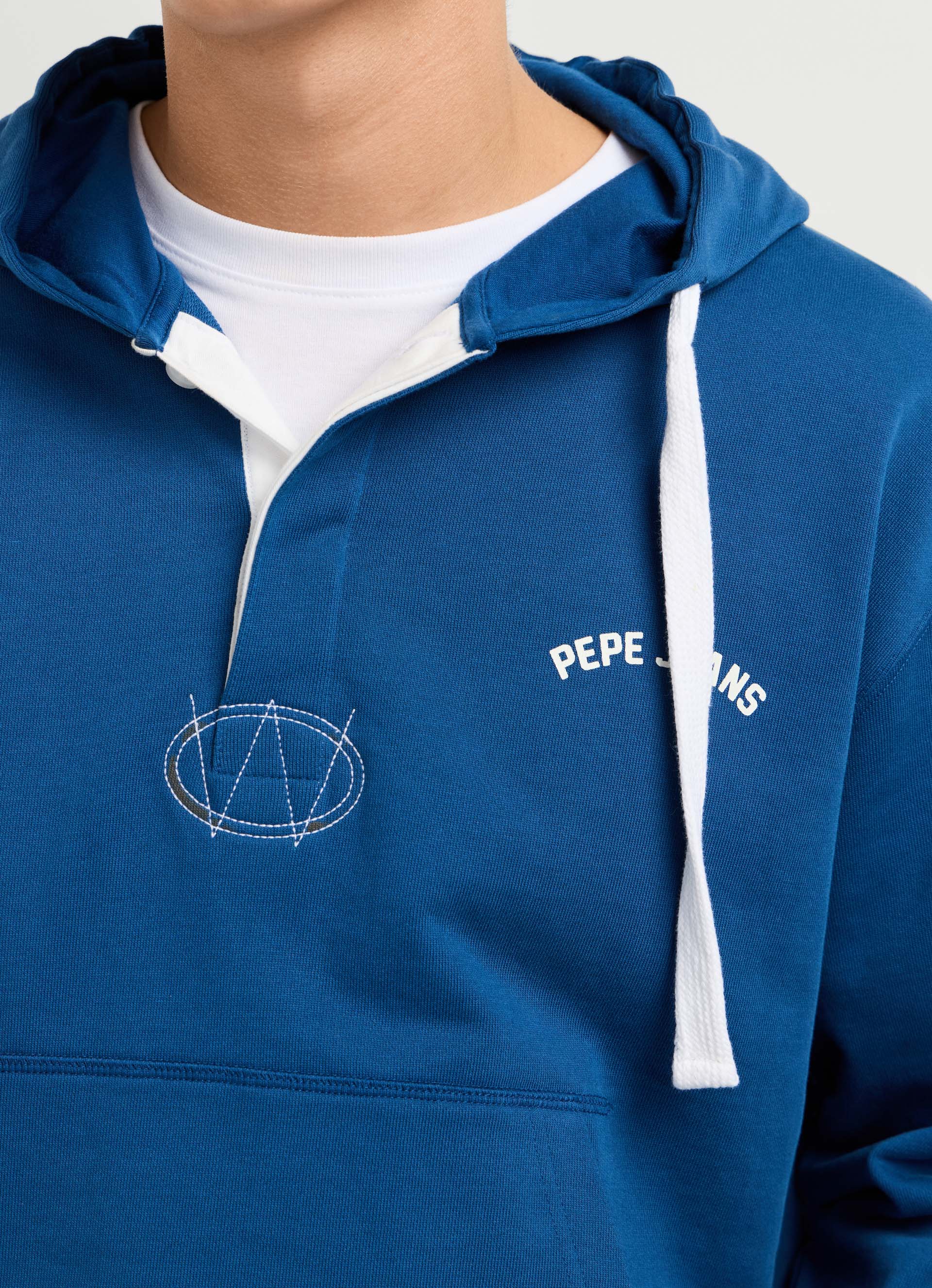 Kapuzensweatshirt PEPE JEANS "JOHN HOODIE", Herren, Gr. L, blau (ink blau), Sweatware, Obermaterial: 100% Baumwolle, unifarben, hüftbedeckend, Rippbündchen, Sweatshirts Kapuzensweatshirt, mit Knopfleiste, Baumwoll-Qualität ink blau L