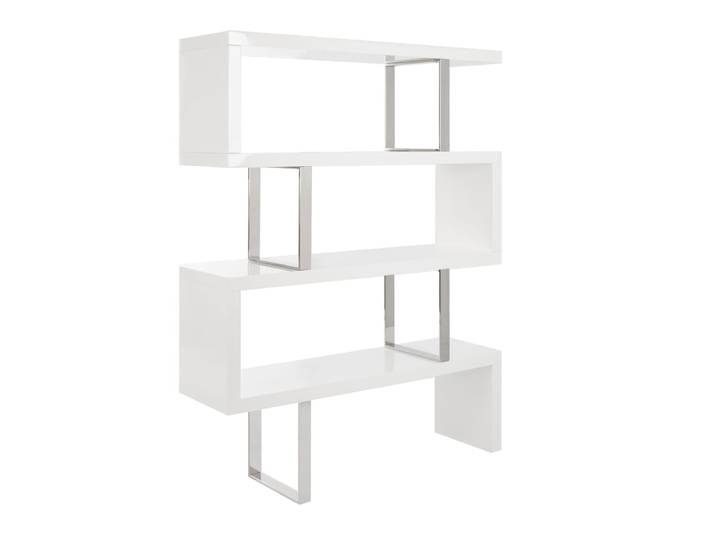 Étagère en bois blanc et acier chromé