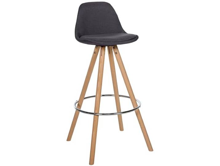 CLP Barhocker Corbin Stoff-Bezug Rund I Holz-Gestell Farbe dunkelgrau Gestell Farbe Natur