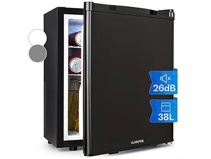 Klarstein Mini Kühlschrank für Zimmer, Mini-Kühlschrank für Getränke, Snacks & Kosmetik, Kleine Minibar, Kühlschrank Klein & Leise, Verstellbare Ablagen, Kleiner Skincar Kühlschrank 5-22°C, 38L