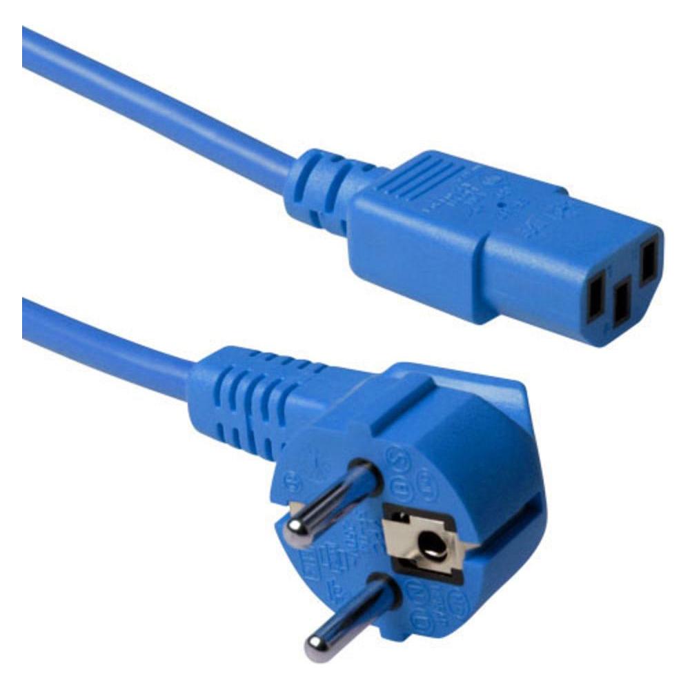 ACT Powercord mains connector CEE 7/7 male (angled) - C13 blue 5 m (5 m) (AK5404)