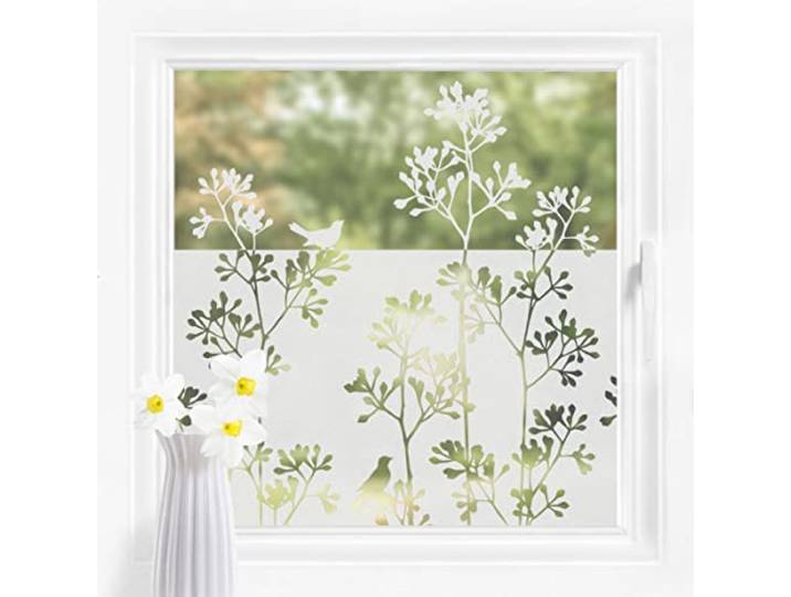 Bilderwelten Fensterfolie Sichtschutz Vögel Gräser 60 x 100 cm Milchglasfolie Sichtschutzfolie Fenster Folie Blickdicht Anti-UV Statisch Haftend Querformat