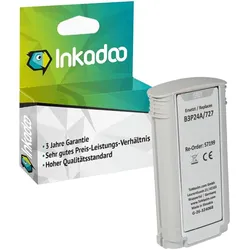 Inkadoo, Druckerpatrone, Druckerpatronen kompatibel zu HP B3P24A / 727 Tintenpatrone, grau Grau (GY)