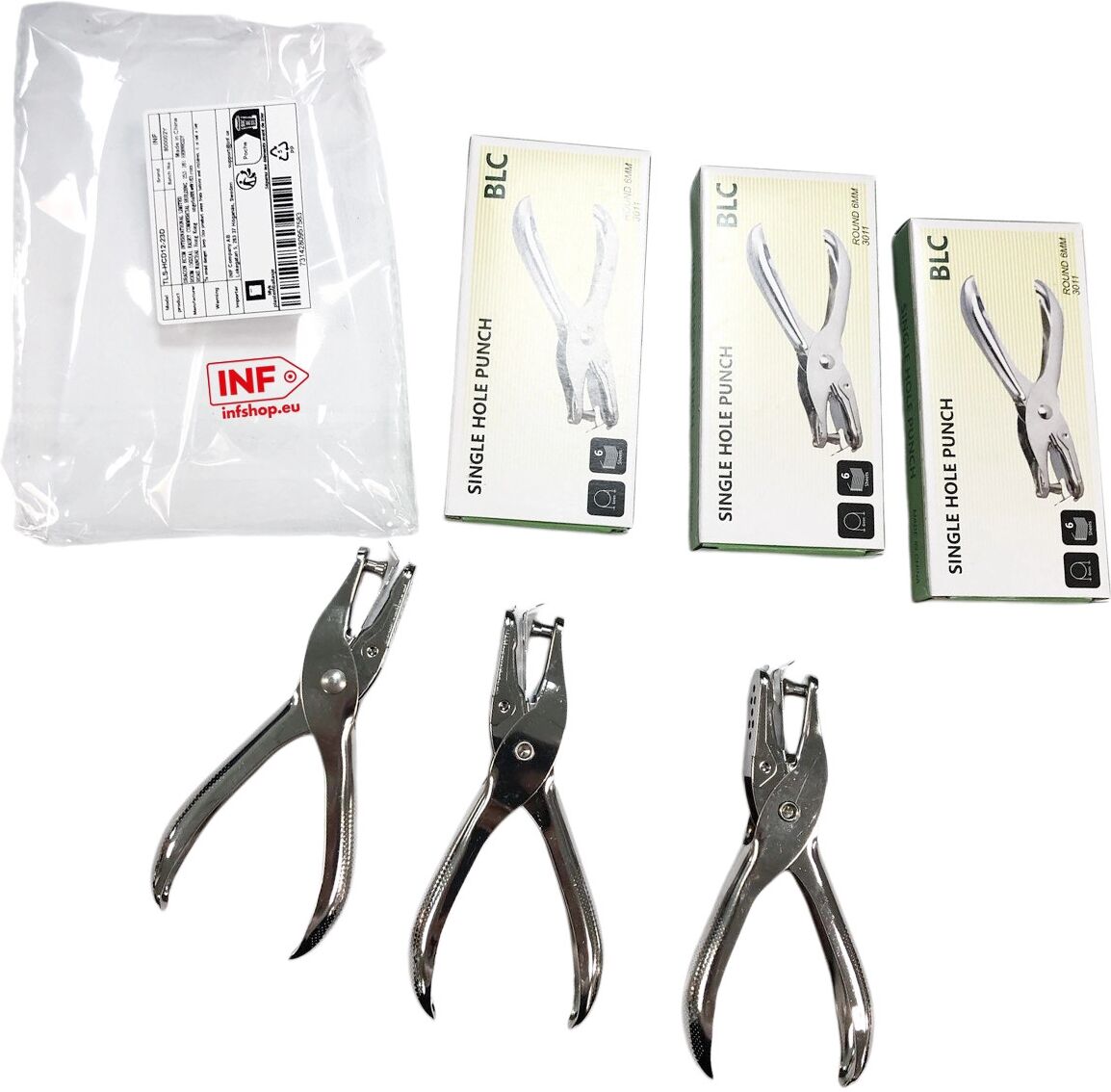 INF Pack de 3 perforatrices en métal, perforatrice à trou unique pour papier