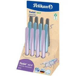 Pelikan, Schreibstifte, Tintenroller Twist eco Display mit 12 Rollern für Rechts- und Linkshänder, farbig sortiert (12x)