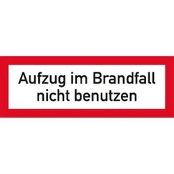 Aufkleber Aufzug im Brandfall nicht benutzen DIN 4066, Folie, 210x74 mm