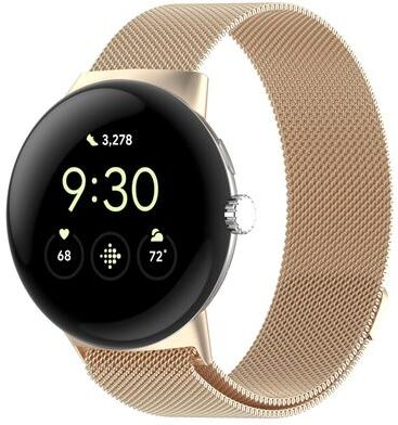 Everyday Crate Google Pixel Watch 2 Milanese Mesh Band Magnetic Stainless Steel Watch Band champagne