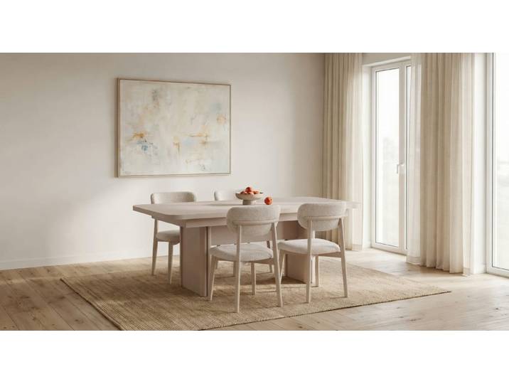 JVmoebel Esszimmer-Set Elegante Esszimmer Set Beige Ausziehbar Modern Esstisch Stühle, (5-St., 1x Tisch, 4x Stühle)