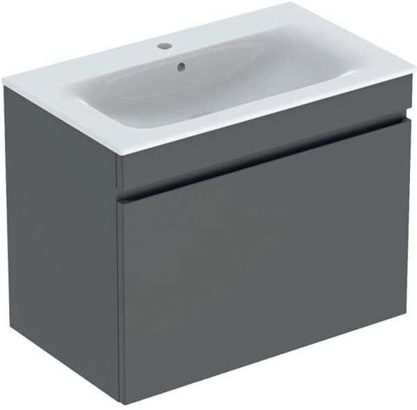 Geberit Renova Plan Möbel-Waschtisch-Set 501916JK1 80x62,2x48cm, Korpus/Front lava matt/Waschtisch weiß