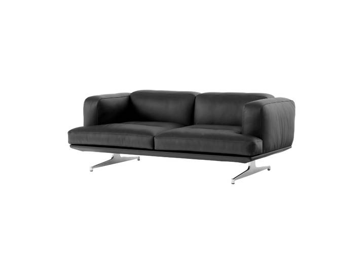 &Tradition Inland AV22 Sofa 2-Sitzer Noble Leder schwarz-polished alu