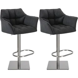 CLP 2er Set Barhocker Damaso Stoff edelstahl   Farbe: dunkelgrau, Gestell Farbe: edelstahl