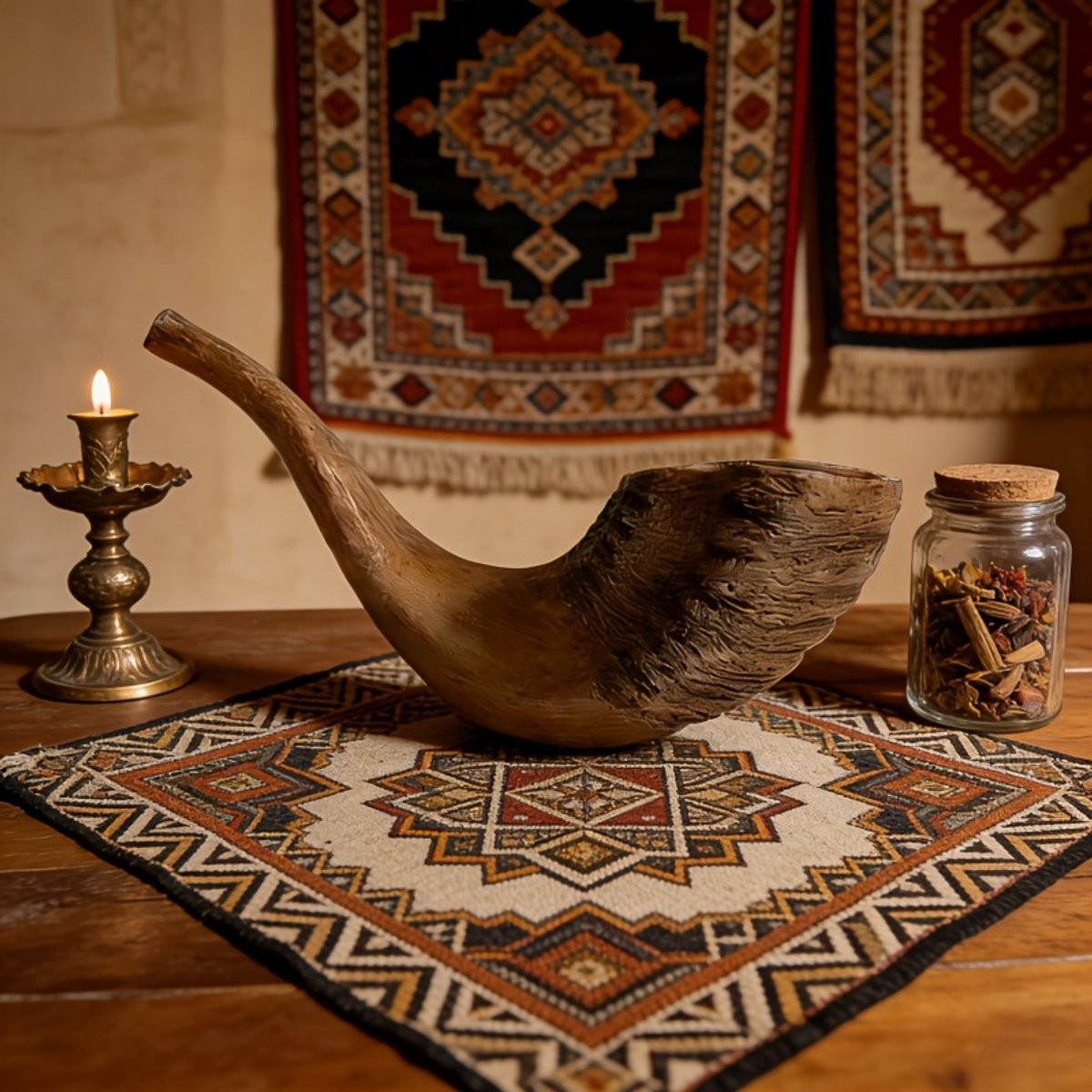 Cor Sinho Shofar Decoratie - Resin Schapenhoren - 26 cm