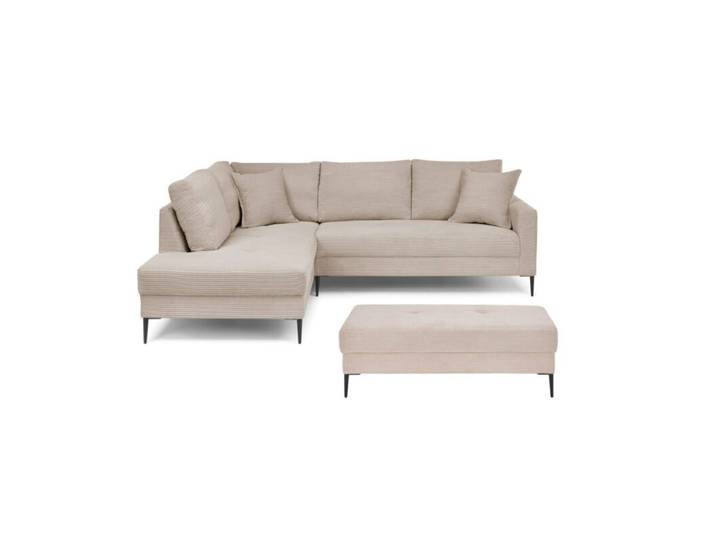 Trendstore Hilary Ecksofa mit Umbauecke in Cord – inkl. Hocker - Cord Zoom mink - links Modern