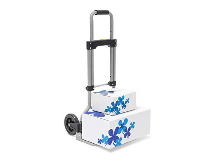 Relaxdays 10020046 Diable pliable tranport chariot à roulettes jusqu'à 60kg HxLxP environ 96 x 38 x 37 cm poignée réglable en hauteur Gris