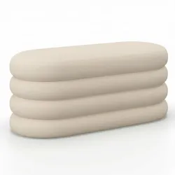 Hockerbank Lorena Beige Bouclé Gepolstert mit Stauraum