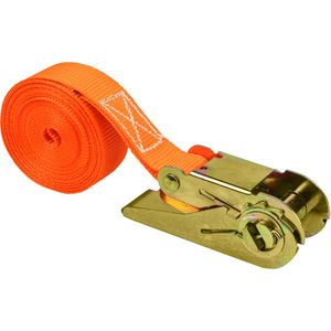 LAS Spanngurt orange, mit Ratsche, 1000 kg Zurrkraft, DIN EN 12195-2, 25 mm x 5 m